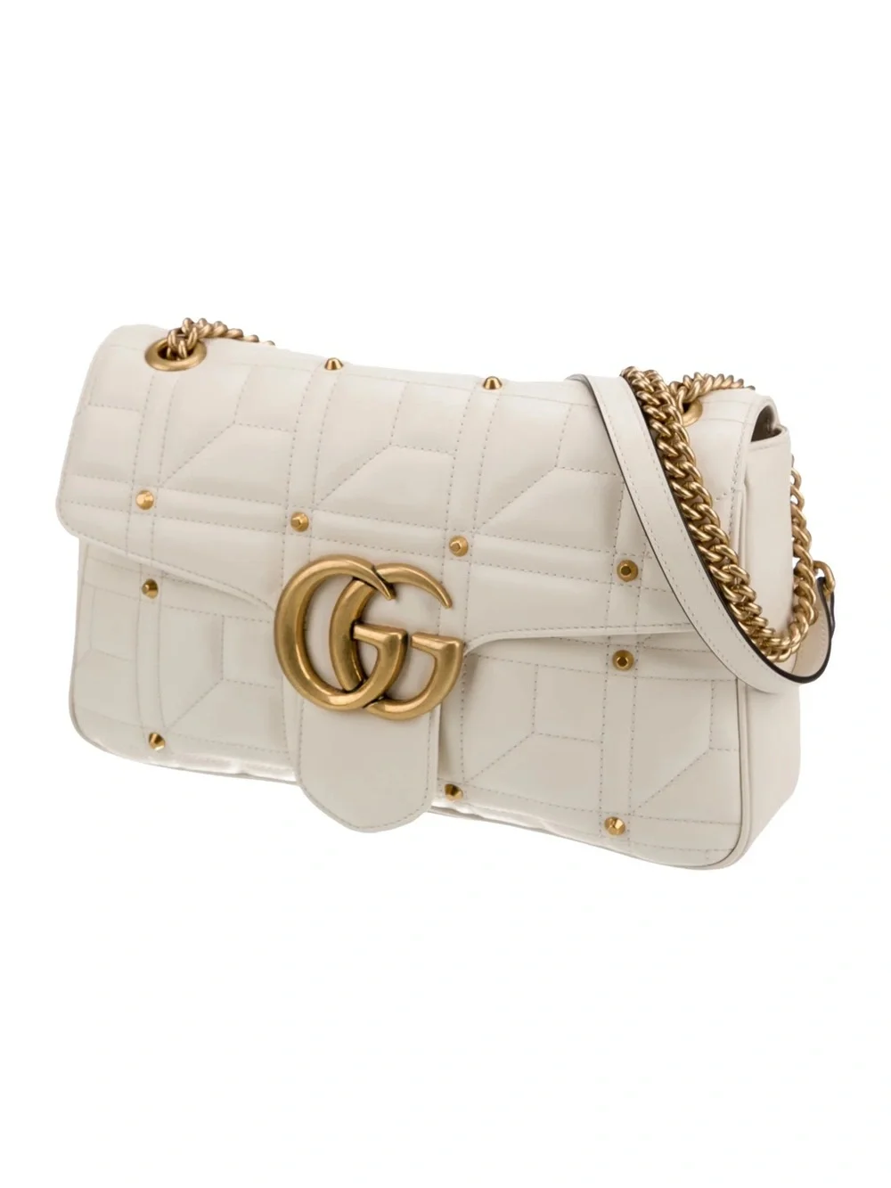 Gucci Cream Quilted Shoulder Bag with Gold Double G